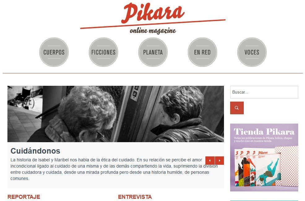 Screenshot of the Pikara website