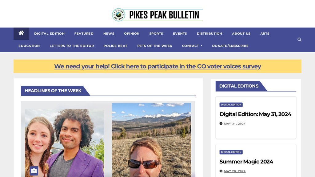 Screenshot of the Pikes Peak Bulletin website