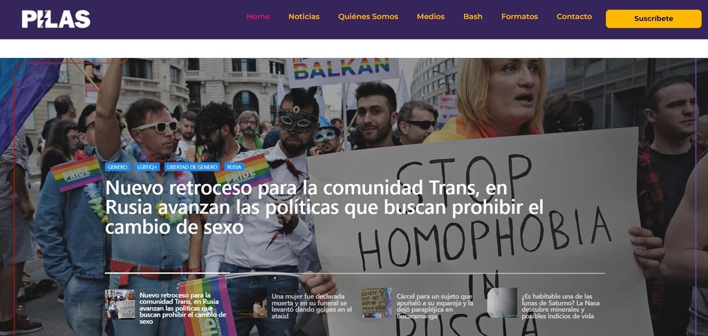 Screenshot of the Pilas website