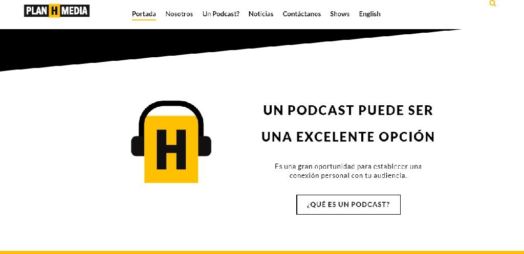 Screenshot of the Plan H Media website