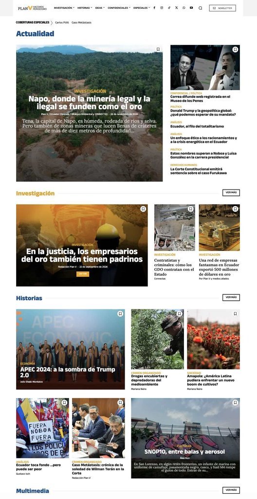 Screenshot of the Plan V website
