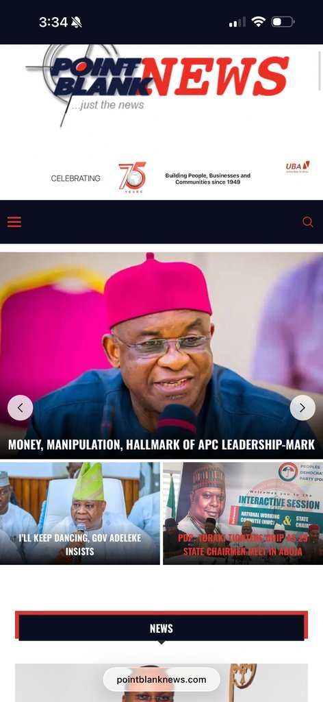 Screenshot of the Pointblank News website