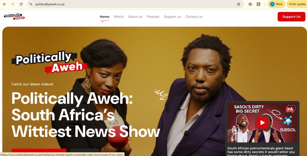 Screenshot of the Politically Aweh website