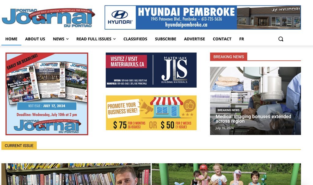 Screenshot of the Pontiac Journal website