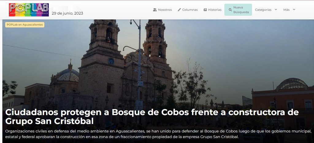 Screenshot of the Poplab website