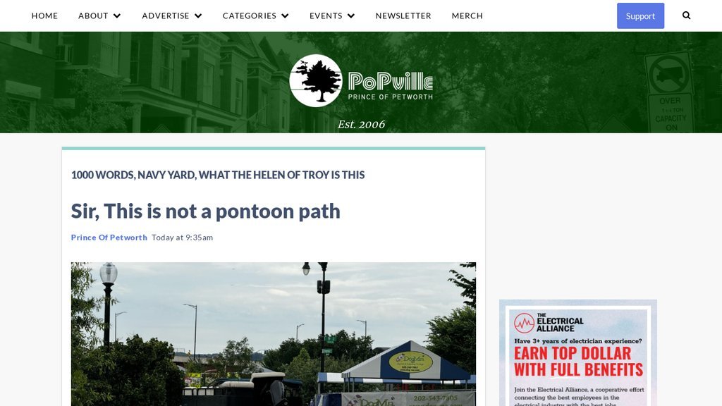 Screenshot of the PoPville website