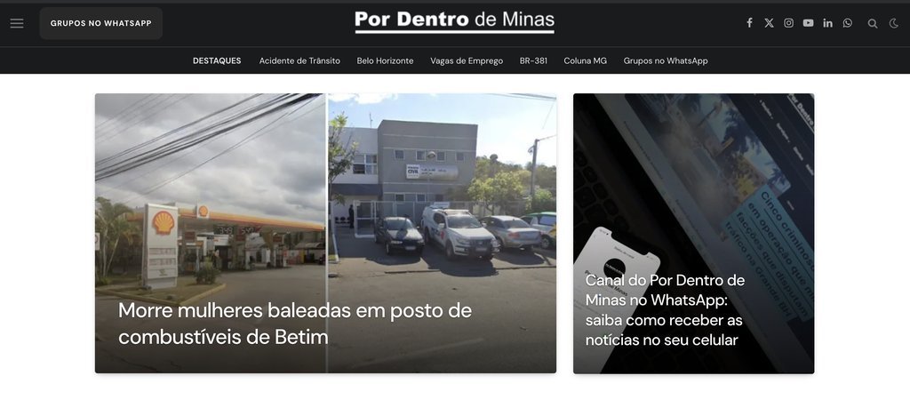 Screenshot of the Por Dentro de Minas website