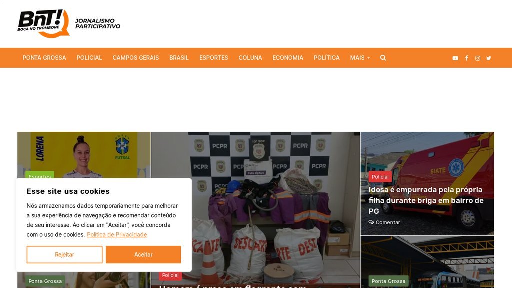 Screenshot of the Portal Boca no Trombone website