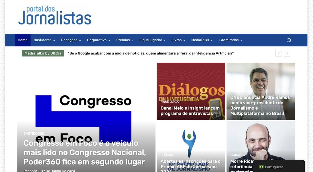 Screenshot of the Portal dos Jornalistas website