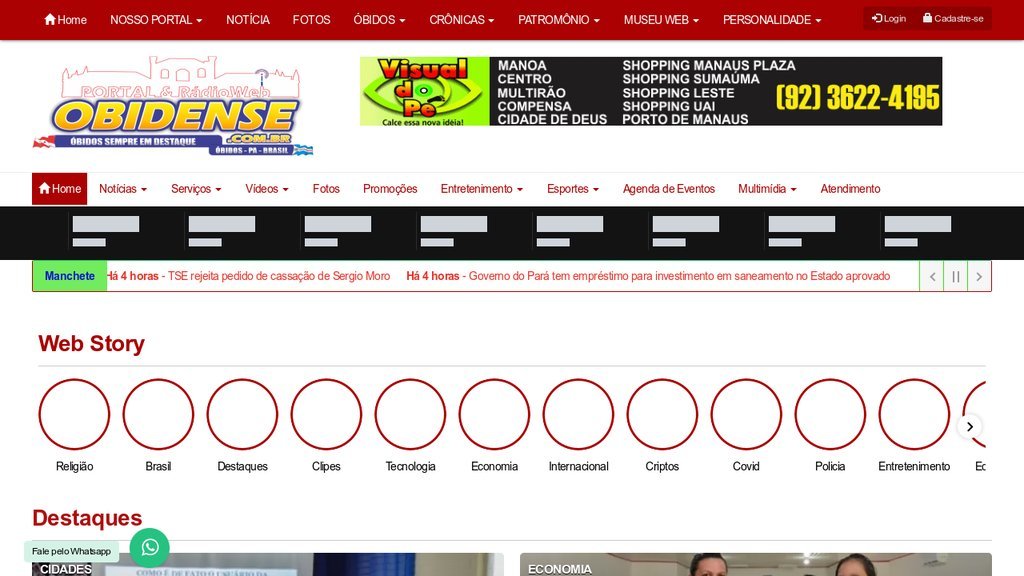 Screenshot of the Portal Obidense website