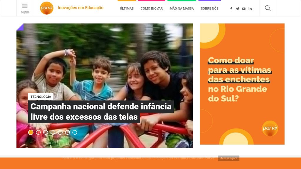 Screenshot of the Portal Porvir website