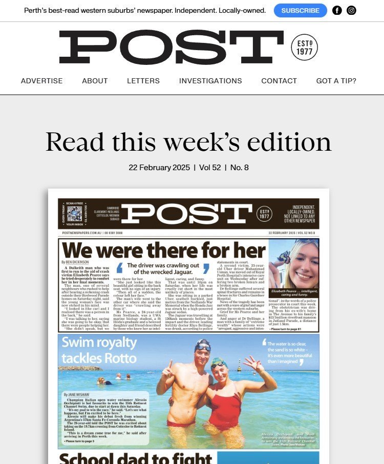 Screenshot of the Post Newspapers website