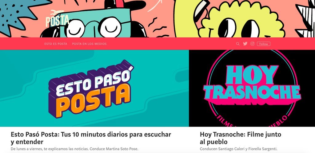 Screenshot of the Posta website
