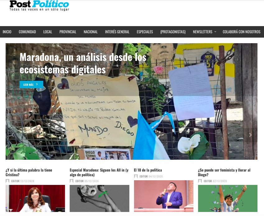 Screenshot of the Postpolitico website