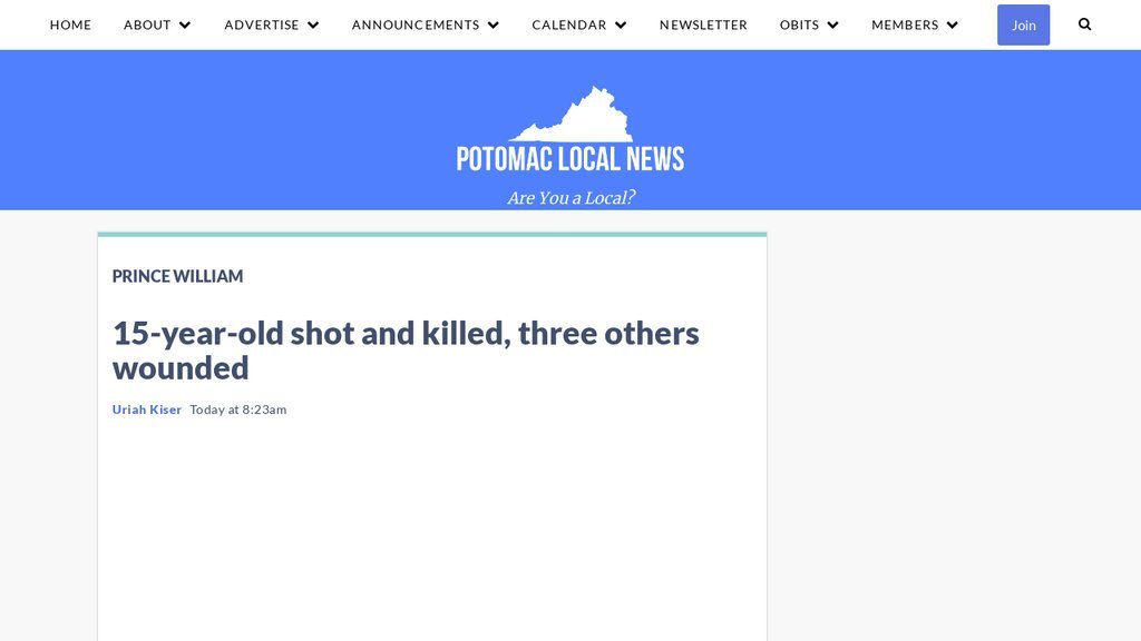Screenshot of the Potomac Local website