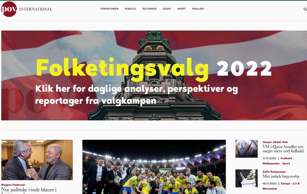 Screenshot of the POV International website