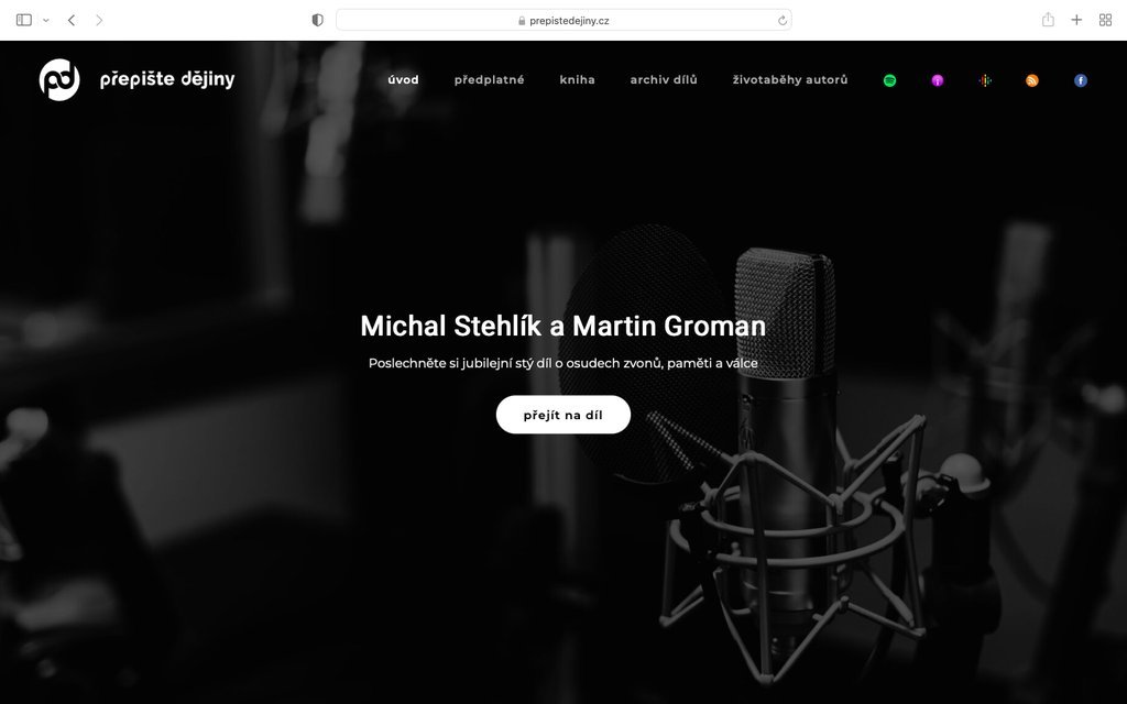 Screenshot of the Přepište dějiny website