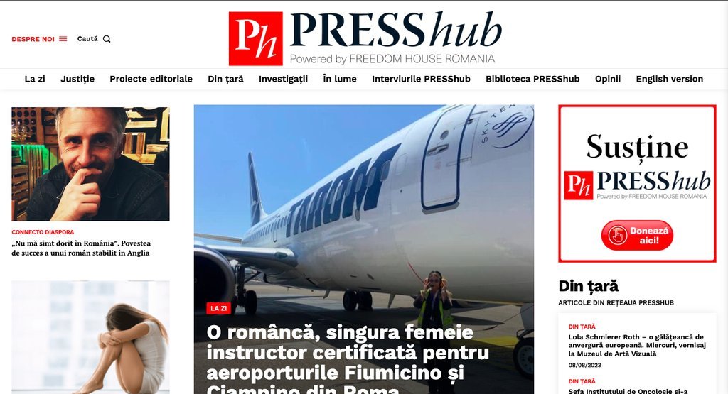 Screenshot of the PRESShub website