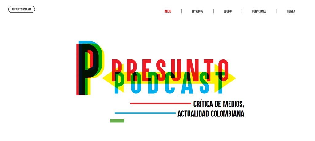 Screenshot of the Presunto Podcast website