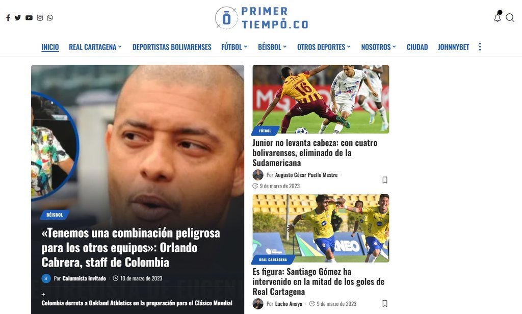 Screenshot of the Primertiempo website