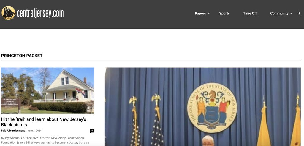 Screenshot of the Princeton Packet website