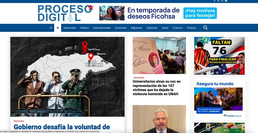 Screenshot of the Proceso Digital website