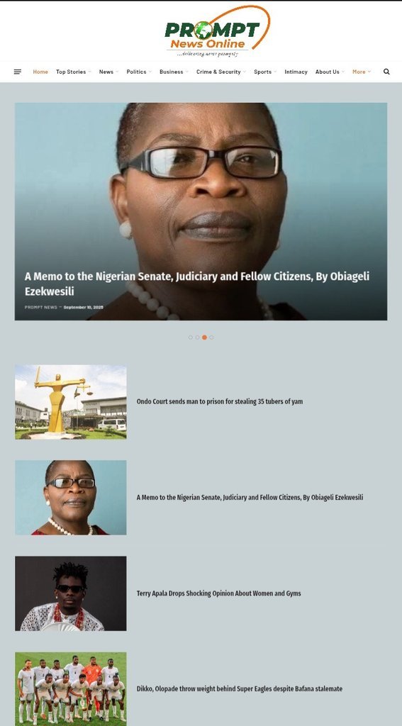 Screenshot of the Prompt News Online website