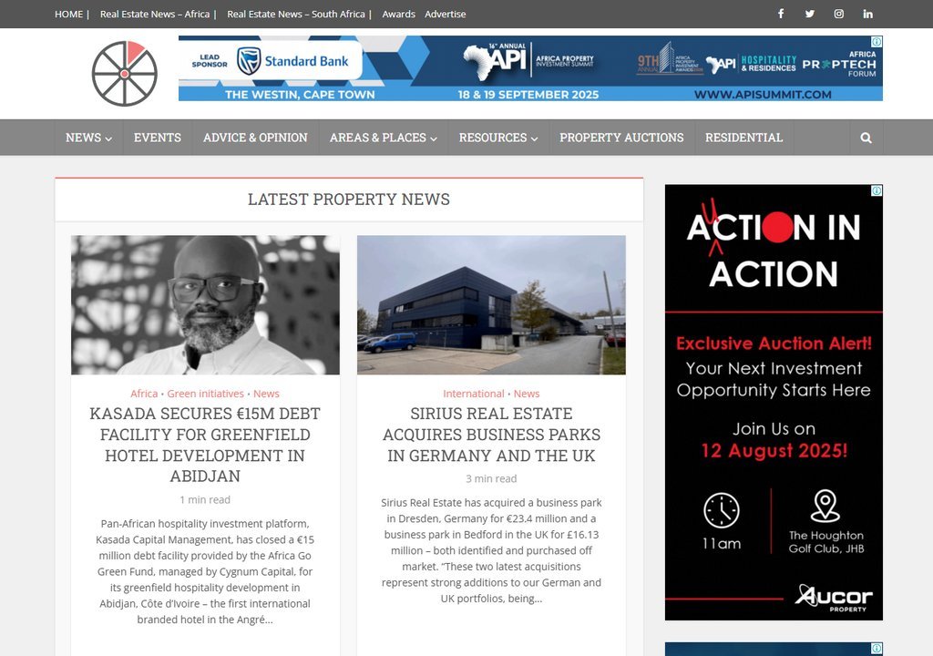 Screenshot of the Property Wheel website