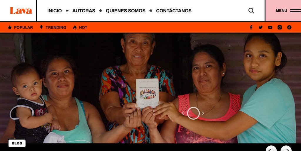 Screenshot of the Proyecto Lava website