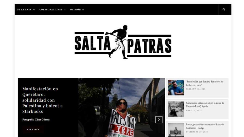 Screenshot of the Proyecto Saltapatras website