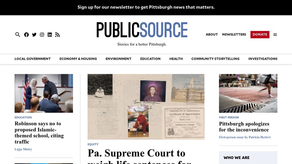 Screenshot of the PublicSource website