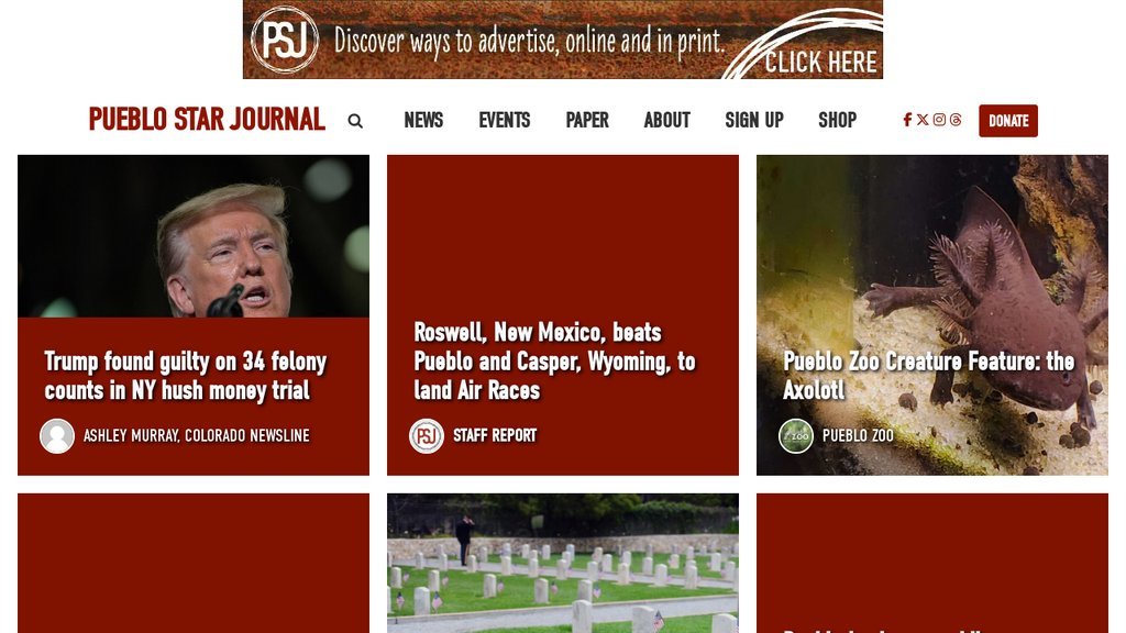 Screenshot of the Pueblo Star Journal website
