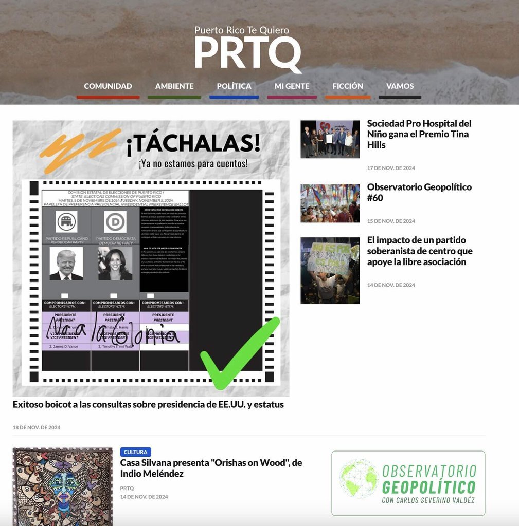 Screenshot of the Puerto Rico Te Quiero website