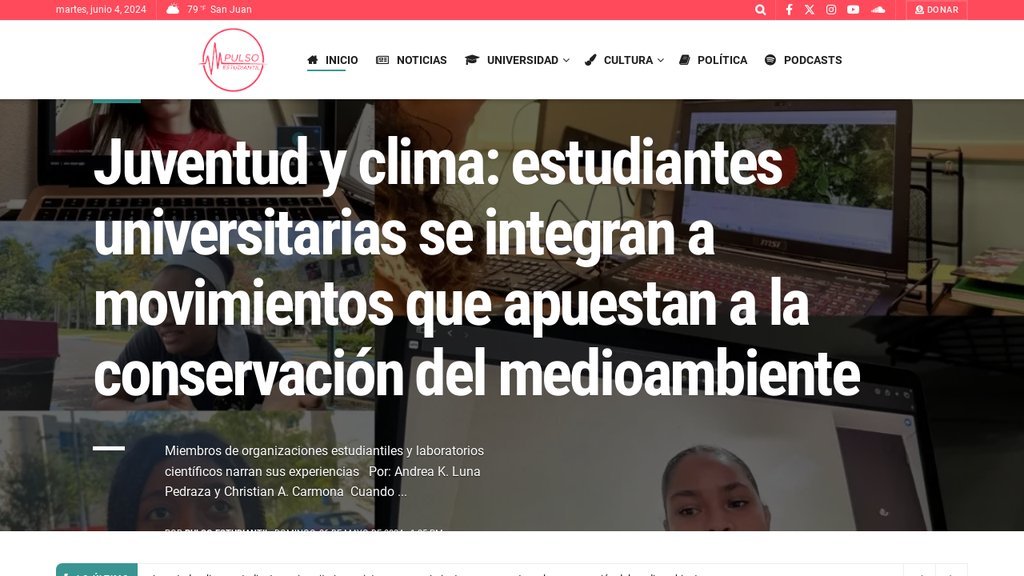 Screenshot of the Pulso Estudiantil website