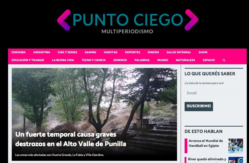 Screenshot of the Punto Ciego Multiperiodismo website