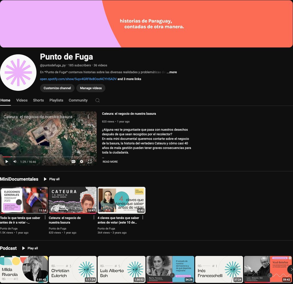 Screenshot of the Punto De Fuga website