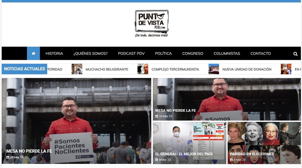 Screenshot of the Punto De Vista Rdb website