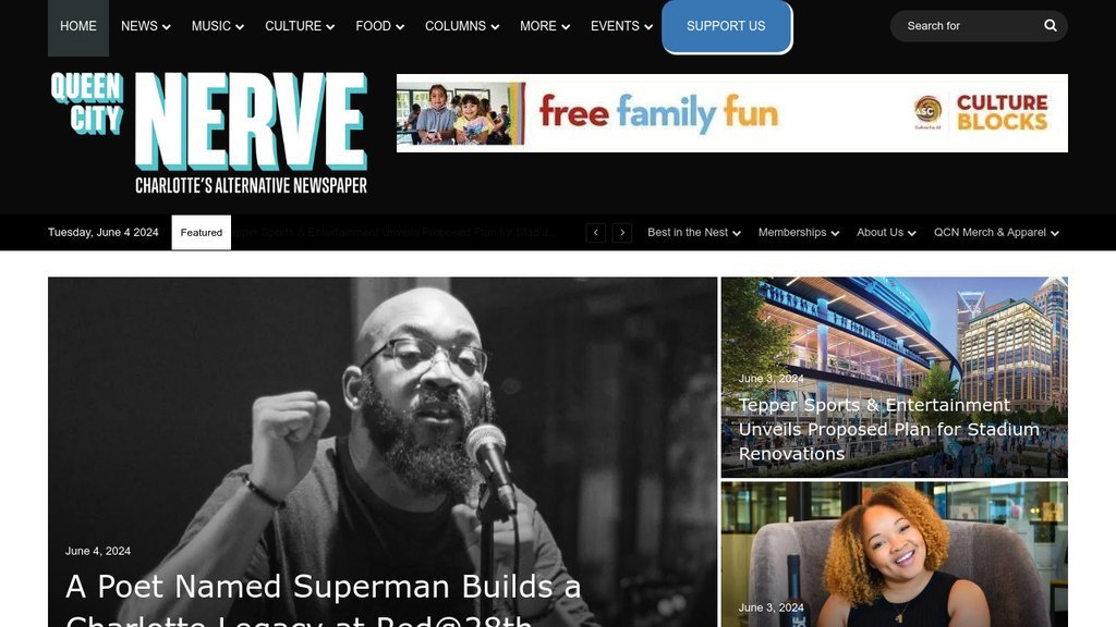 Screenshot of the Queen City Nerve website