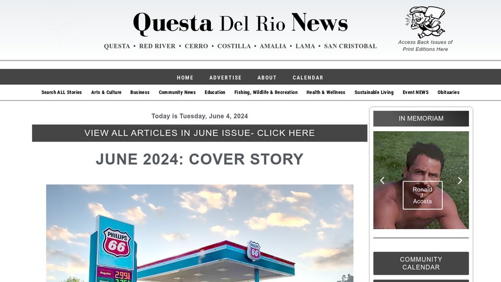 Screenshot of the Questa Del Rio News website