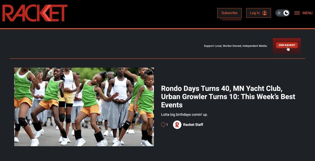 Screenshot of the Racket website