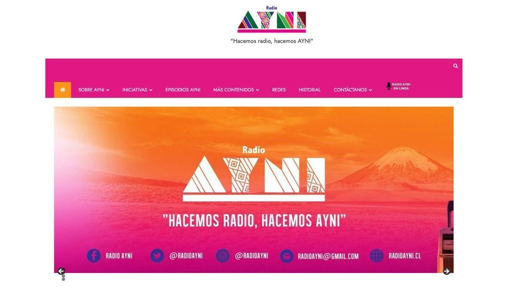 Screenshot of the radio ayni website