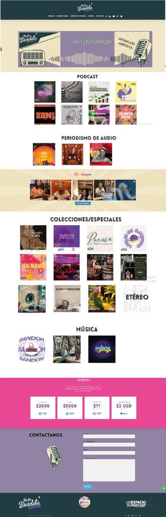 Screenshot of the radio bicicleta podcast website