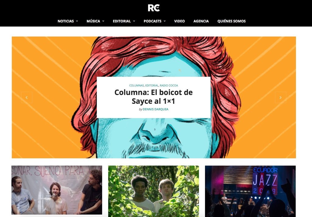 Screenshot of the Radio Cocoa website
