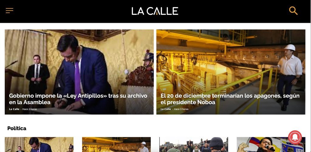 Screenshot of the Radio La Calle website