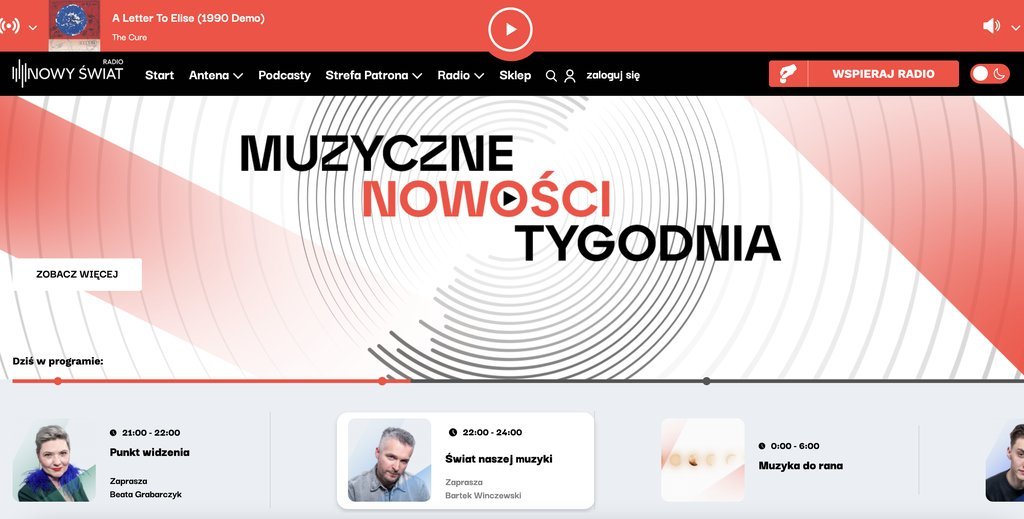 Screenshot of the Radio Nowy Swiat website