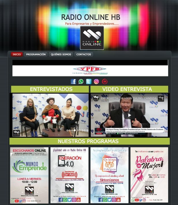 Screenshot of the Radio Online Hb website