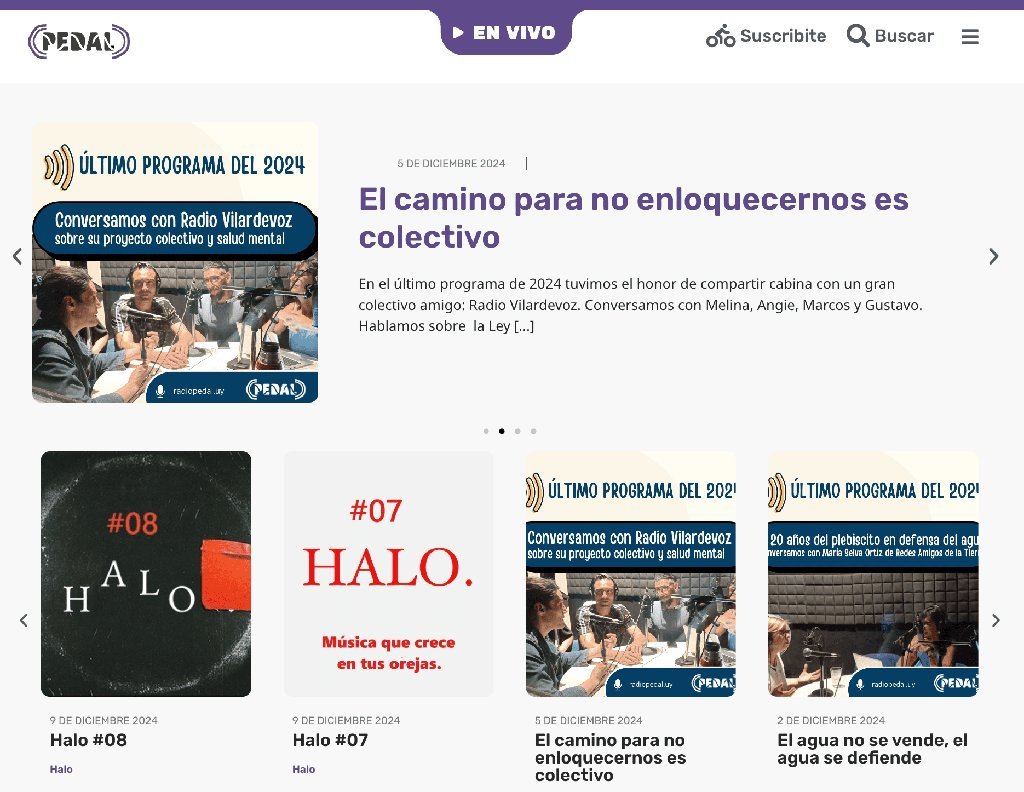 Screenshot of the Radio Pedal website