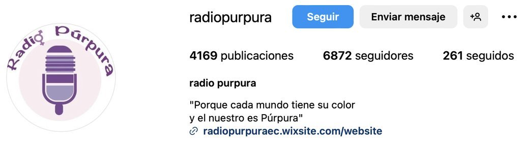 Screenshot of the Radio Purpura website