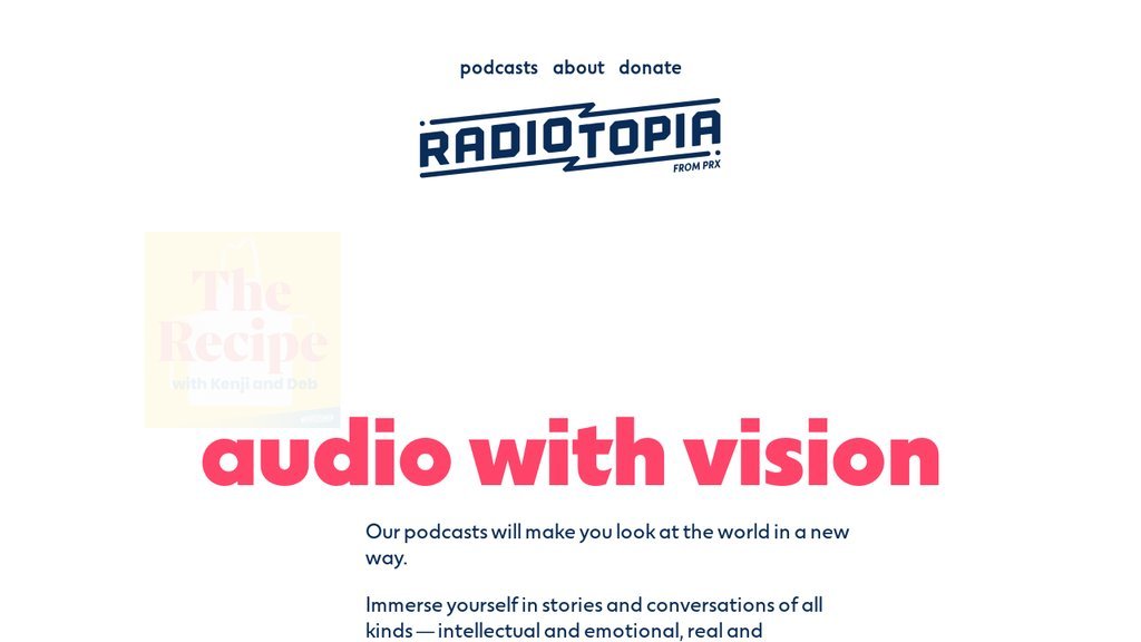 Screenshot of the Radiotopia website