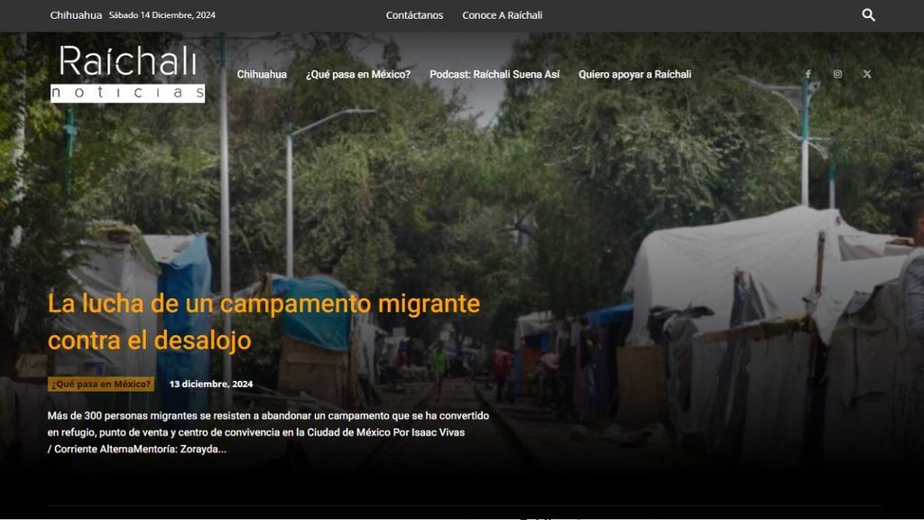 Screenshot of the Raichali website